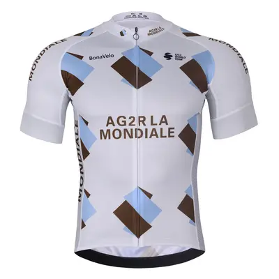 BONAVELO Cyklistický dres s krátkým rukávem - AG2R LA MONDIALE - bílá/modrá