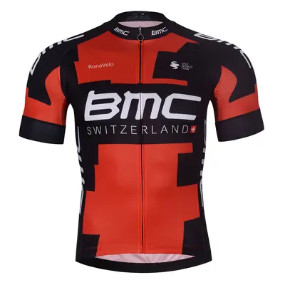 BONAVELO Cyklistický dres s krátkým rukávem - BMC - červená/černá