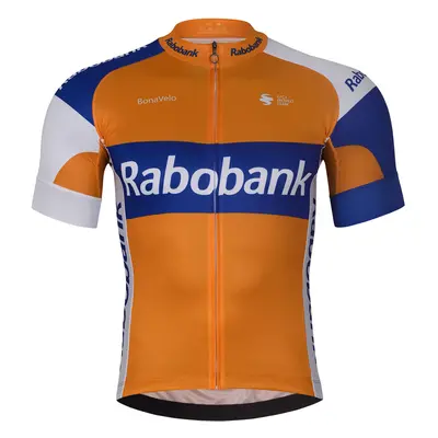 BONAVELO Cyklistický dres s krátkým rukávem - RABOBANK - oranžová/modrá