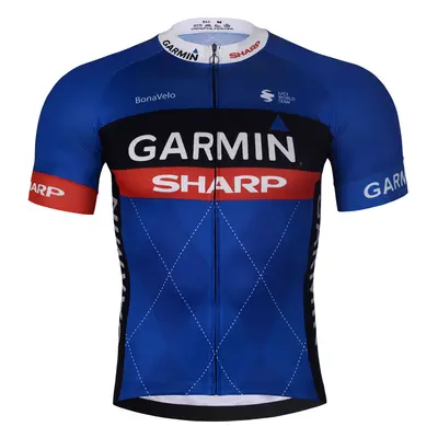 BONAVELO Cyklistický dres s krátkým rukávem - GARMIN SHARP - modrá/černá