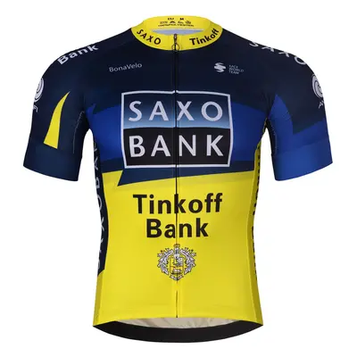 BONAVELO Cyklistický dres s krátkým rukávem - SAXO BANK TINKOFF - modrá/žlutá