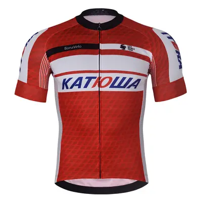 BONAVELO Cyklistický dres s krátkým rukávem - KATUSHA - červená/bílá