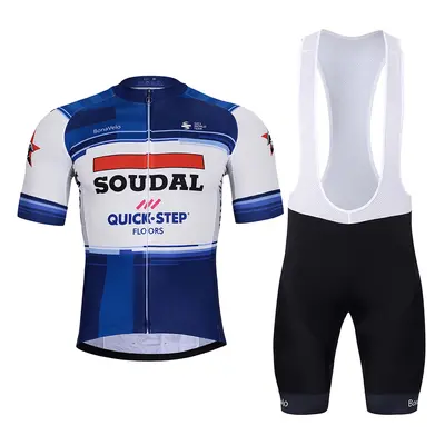 BONAVELO Cyklistický krátký dres a krátké kalhoty - SOUDAL QUICK-STEP 24 - modrá/bílá/černá