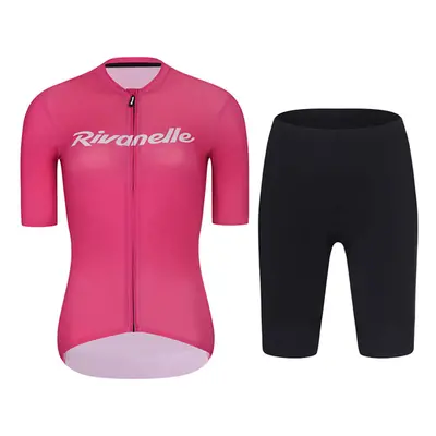 RIVANELLE BY HOLOKOLO Cyklistický krátký dres a krátké kalhoty - DRAW UP - černá/růžová