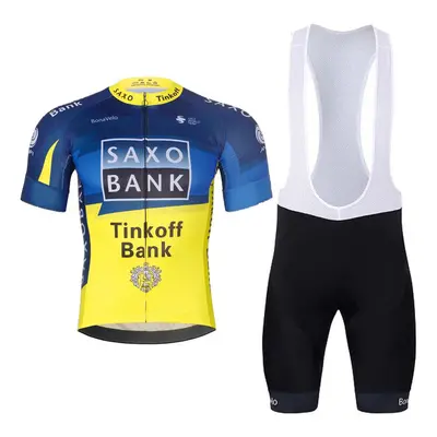 BONAVELO Cyklistický krátký dres a krátké kalhoty - SAXO BANK TINKOFF - žlutá/modrá/černá