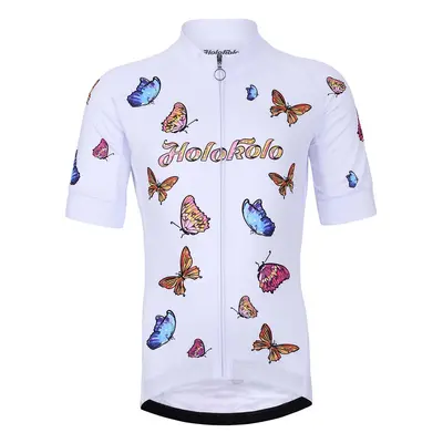 HOLOKOLO Cyklistický dres s krátkým rukávem - BUTTERFLIES KIDS - vícebarevná/bílá