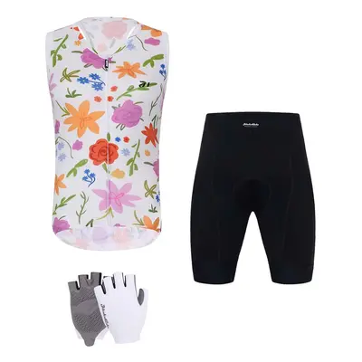 HOLOKOLO Cyklistický mega set - FLORAL ELITE LADY - bílá/černá/vícebarevná