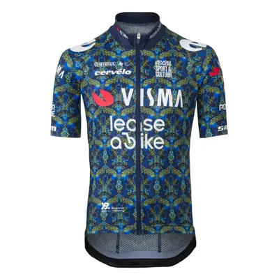 AGU Cyklistický dres s krátkým rukávem - TDF 2024 TEAM VISMA | LEASE A BIKE KIDS - modrá/žlutá