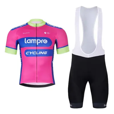 BONAVELO Cyklistický krátký dres a krátké kalhoty - LAMPRE - růžová/černá