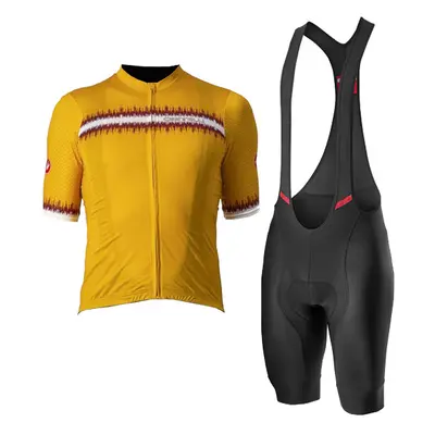 CASTELLI Cyklistický krátký dres a krátké kalhoty - GRIMPEUR - oranžová/černá