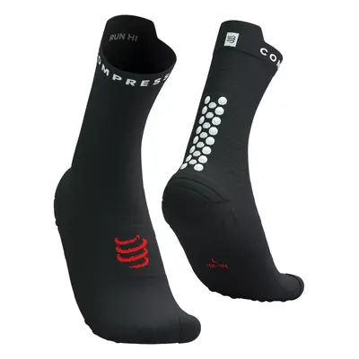 COMPRESSPORT Cyklistické ponožky klasické - PRO RACING V4.0 RUN HIGH - černá/bílá