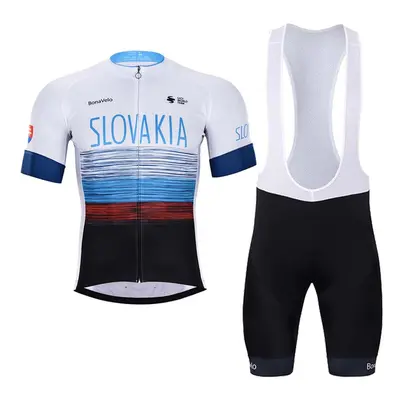 BONAVELO Cyklistický krátký dres a krátké kalhoty - SLOVAKIA - bílá/červená/černá/modrá