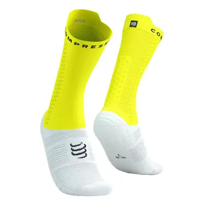 COMPRESSPORT Cyklistické ponožky klasické - PRO RACING V4.0 BIKE - bílá/žlutá