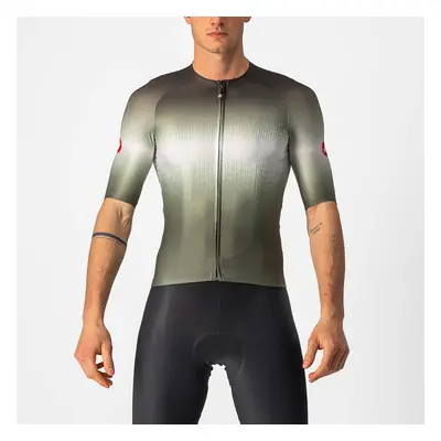 CASTELLI Cyklistický dres s krátkým rukávem - AERO RACE 6.0 - antracitová/zelená