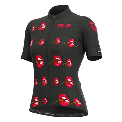 ALÉ Cyklistický dres s krátkým rukávem - SMILE LADY - černá