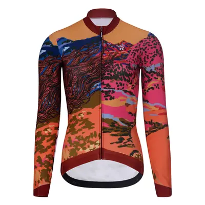 RIVANELLE BY HOLOKOLO Cyklistický dres s dlouhým rukávem zimní - FREE WINTER - oranžová/vícebare