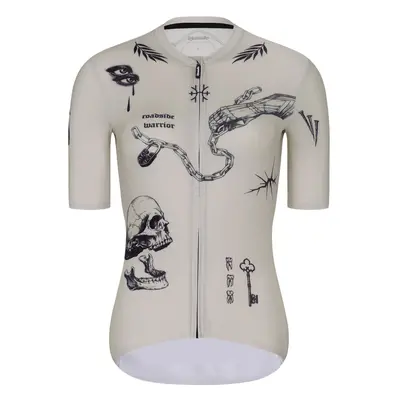 RIVANELLE BY HOLOKOLO Cyklistický dres s krátkým rukávem - TATTOO - ivory/šedá