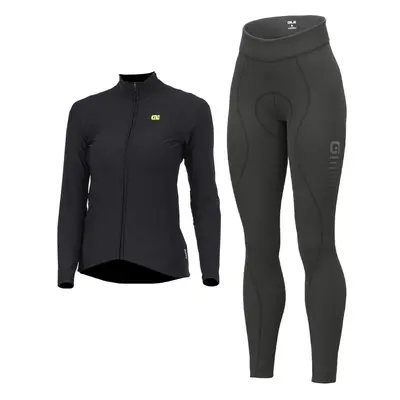 ALÉ Cyklistický zimní dres a kalhoty - WARM RACE+ESSENTIAL - černá