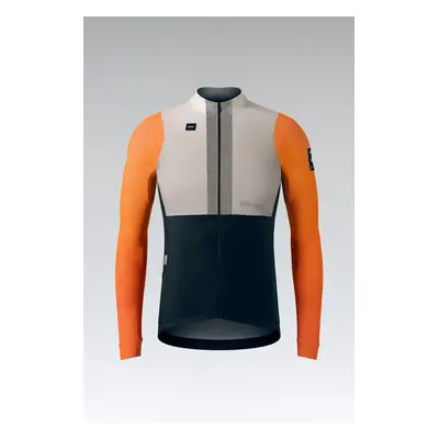 GOBIK Cyklistický dres s dlouhým rukávem zimní - HYDER BLEND - oranžová/ivory/černá