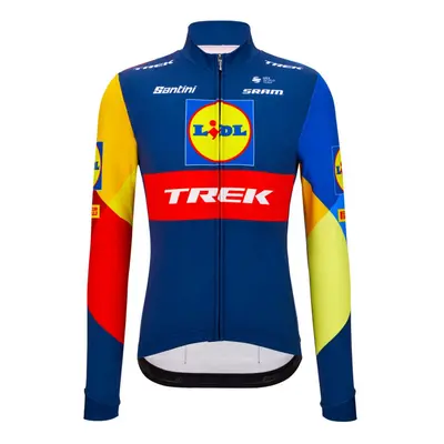 SANTINI Cyklistický dres s dlouhým rukávem zimní - LIDL TREK 2024 - žlutá/červená/modrá