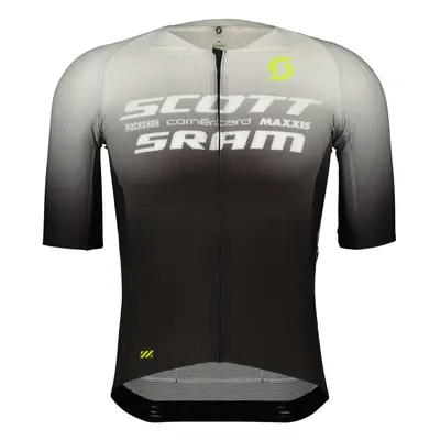 SCOTT Cyklistický dres s krátkým rukávem - SRAM AERO - černá/bílá