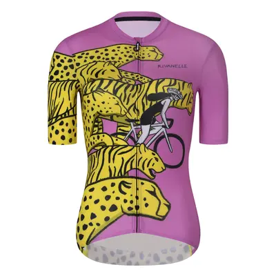 RIVANELLE BY HOLOKOLO Cyklistický dres s krátkým rukávem - CHEETAH - žlutá/růžová