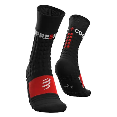 COMPRESSPORT Cyklistické ponožky klasické - PRO RACING WINTER RUN - černá/červená