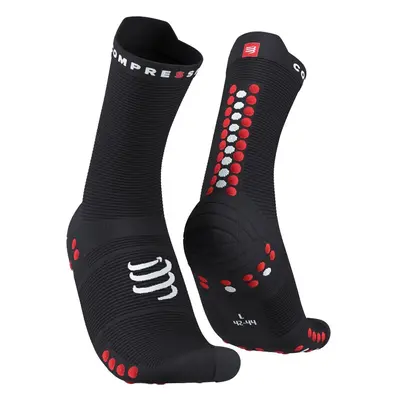 COMPRESSPORT Cyklistické ponožky klasické - PRO RACING V4.0 RUN HIGH - černá/červená