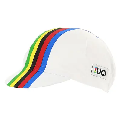 SANTINI Cyklistická čepice - UCI RAINBOW - duhová/bílá