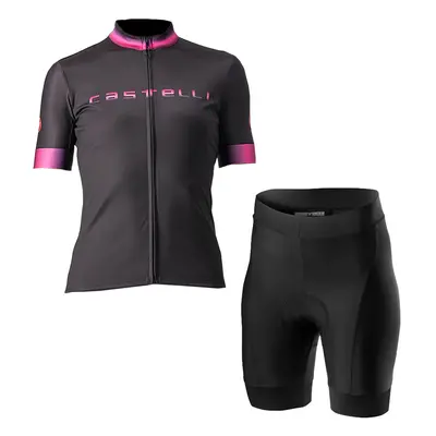 CASTELLI Cyklistický krátký dres a krátké kalhoty - GRADIENT LADY - černá/růžová