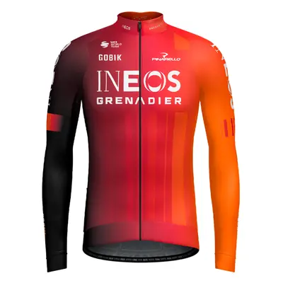 GOBIK Cyklistický dres s dlouhým rukávem zimní - HYDER INEOS GRENADIERS 2025 - oranžová/červená