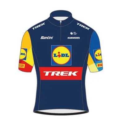 SANTINI Cyklistický dres s krátkým rukávem - LIDL TREK 2024 KIDS - žlutá/červená/modrá