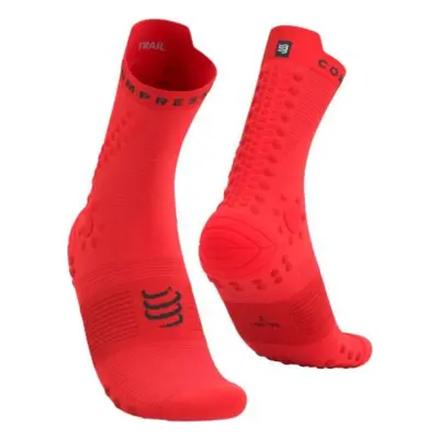 COMPRESSPORT Cyklistické ponožky klasické - PRO RACING SOCKS V4.0 TRAIL - červená/černá