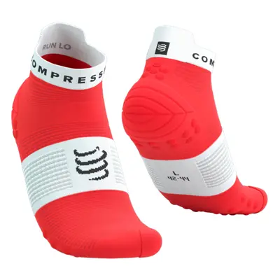 COMPRESSPORT Cyklistické ponožky klasické - PRO RACING V4.0 RUN LOW - červená/bílá