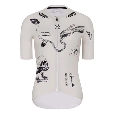 HOLOKOLO Cyklistický dres s krátkým rukávem - TATTOO ELITE LADY - ivory/černá