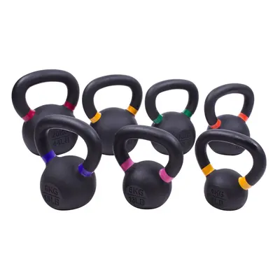 Sada powdercoated kettlebellu Sportago Ironside - 4 + 6 + 8 + 10 + 12 + 16 + 20 kg