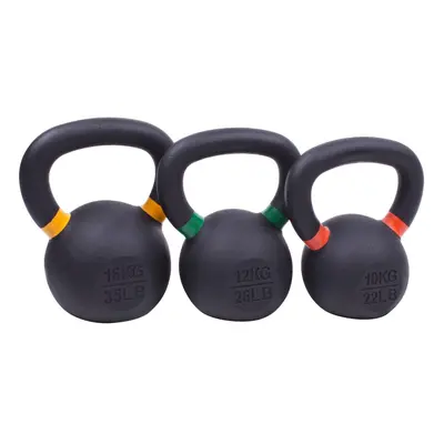 Sada powdercoated kettlebellu Sportago Ironside - 10 + 12 + 16 kg