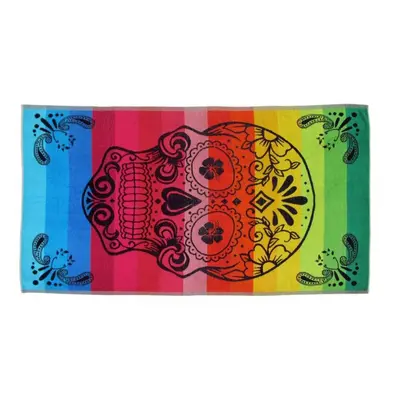 Oboustranná plážová osuška Lovely Home Rainbow Skull