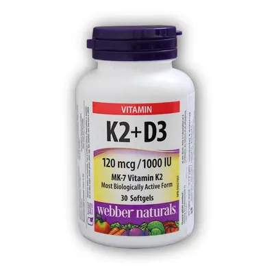 Webber Naturals K2 + D3 120 mcg/1000 IU 30 kapslí