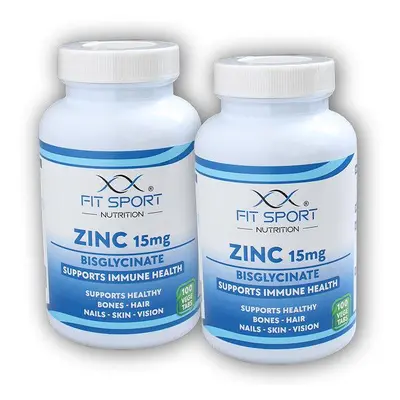 FitSport Nutrition 2x Zinc 15mg Bisglycinate 100 vege tabs