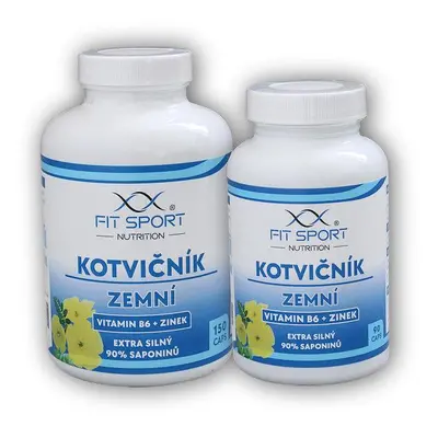 FitSport Nutrition Kotvičník zemní 90% + Vitamin B6 + Zinek 150 kapslí + 90 kapslí