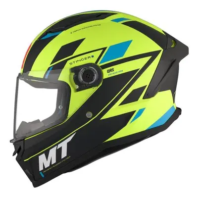 MT Helmets Integrální přilba Stinger 2 Solid Zivze fluo zeleno-černo-modrá matná