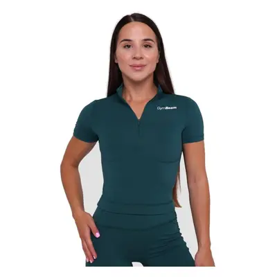 GymBeam Dámské triko Cropped Ignite Dark Green