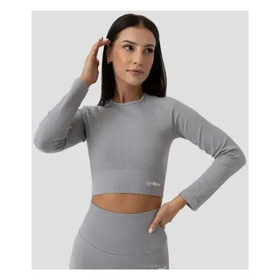 GymBeam Dámské tričko FLO Ribbed Crop Top Grey