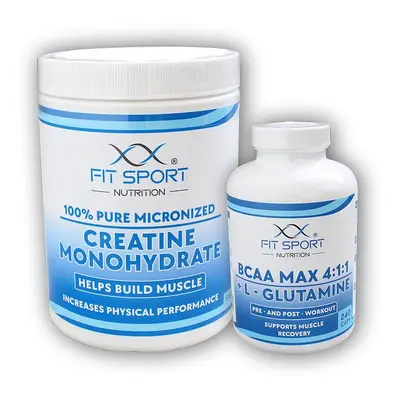 FitSport Nutrition 100% Creatine Monohydrate 550g + BCAA MAX 4:1:1 + L-Glutamine 240 caps