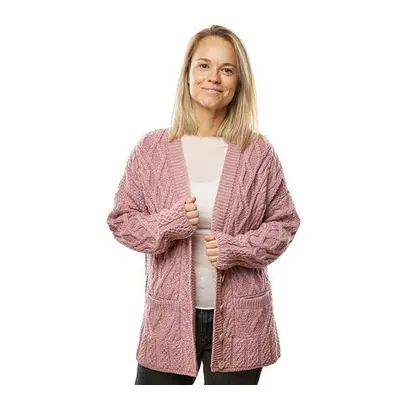 Vlnka Dámský vlněný kardigan na knoflíky Supersoft Merino - růžová