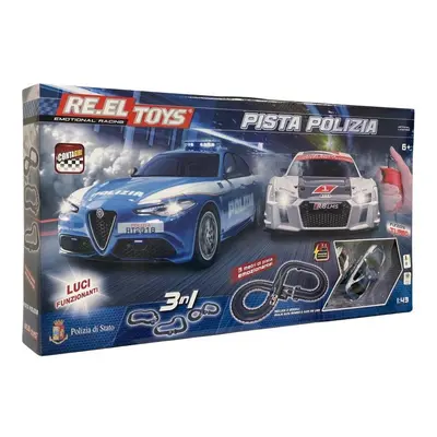 RE.EL Toys autodráha licencovaná Polizia 3v1 1:43 3 metry, 3 sestavy, LED světla