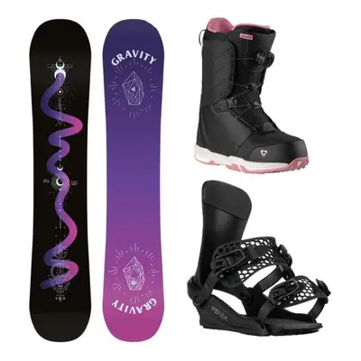 Gravity Sirene Black 24/25 snowboard + Gravity Fenix black vázání + Gravity Aura Atop black/rose