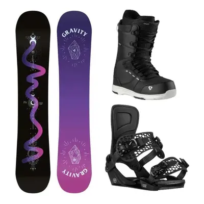 Gravity Sirene Black 24/25 snowboard + Gravity Rise black vázání + Gravity Bliss black/white bot