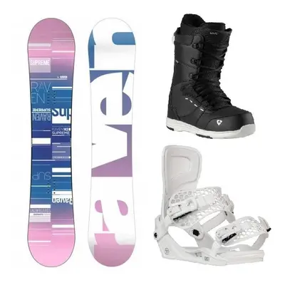 Raven Supreme white snowboard + Gravity Rise white vázání + Gravity Bliss black/white boty